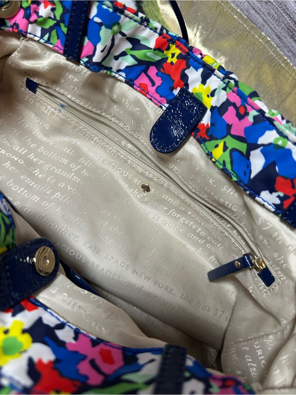 Kate Spade New York Nylon Navy Floral Full Bloom Drawstring Tote
Handbag purse - Picture 12 of 16